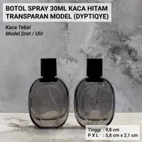 Botol Parfum 30ml Spray Kaca Tebal Hitam Transparan Oval Refill - DIP