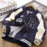 Jaket Anak Varsity Bahan Premium Sablon Inisial R Tebal Usia 1-16 Tahu