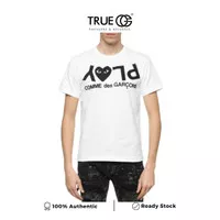 CDG Play PLAY WORDS WHITE T-SHIRT ( A HEART) MEN 100% Original