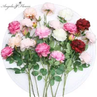 (3 Cabang) Bunga Mawar Artificial Bunga Plastik