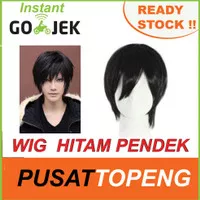 wig hitam pendek pria cosplay 