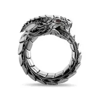 Cincin Pria Titanium Naga Ular Silver Men Ring Simple Tengkorak C106