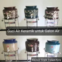 Guci Keramik Galon Tempat Air Minum Dispenser Trisensa Motif Polos