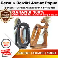 Cermin Mini Berdiri Miniatur Patung Asmat Papua Tanimar 14x11x23 cm