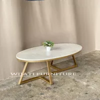 Meja Tamu Marmer Oval Minimalis - Coffe Table Marmer Asli