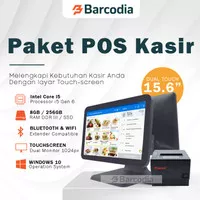 Paket POS Komputer Kasir Touchscreen Dual Monitor Windows 10 Intel Core i5 Gen 6 8/256GB