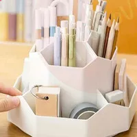 BARU RAK TEMPAT PENSIL PENA DESK ORGANIZER ROTATEABLE STATIONARY STAND