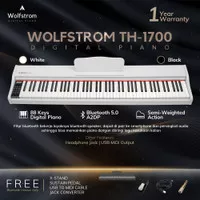 Wolfstrom TH-1700 Bluetooth Digital Piano Keyboard Elektrik 88 Keys