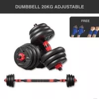 dumbbell adjustable 20kg twen barbel dumbel dumble angkat beban 20 kg