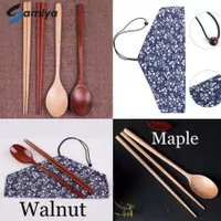 alat makan sendok sumpit kayu / wooden spoon korea jepang / sujeo set