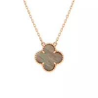 Clover grey obsidian necklace vc 18k Rose Gold-Diamond Jewelry
