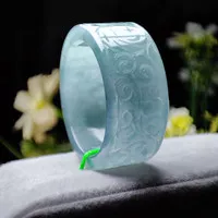 CINCIN BATU GIOK UKIR JUMBO ASLI BURMA NATURAL JADEITE JADE TYPE A BERSERTIFIKAT