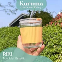 KURUMA - RIKI Minuman Botol Tumbler Estetika Kantor Air Transparan Cangkir Kopi Starbucks Estetis Botol Air Kopi Dan Teh Minimalis Tempat Minum Takeaway Cup Bening