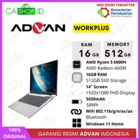 Laptop Advan Workplus RAM 16GB 512GB Notebook Ryzen 5 Win 11 Resmi