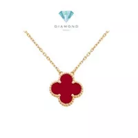 VcA vintage red carnelian alhambra necklace/earring Diamond Jewelry