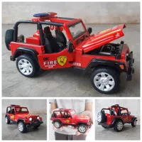 Diecast Jeep Wrangler Fire Alloy - Miniatur Mobil Pemadam Kebakaran