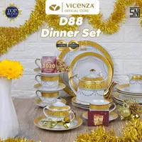 Vicenza Dinner Set Perangkat Makan Piring Gelas D88 Motif Padi