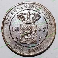 Koleksi Uang Koin Kuno Benggol 2.5 Cent Ned Indie Tahun 1857 . Tp3931