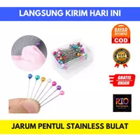 JARUM PENTUL STAINLESS BULAT/ Jarum Pentul 100pcs Kotak Warna Warni 