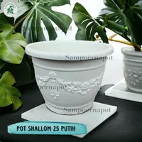 pot bunga tanaman shallom putih 25cm - bahan tebal