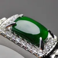 CINCIN PRIA BATU GIOK HIJAU ASLI BURMA NATURAL JADEITE JADE TYPE A BERSERTIFIKAT