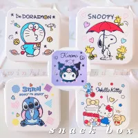 TEMPAT MAKAN LUNCH BOX ANAK TANPA SEKAT KOTAK BEKAL SEKOLAH PERSEGI LUCU DORAEMON SNOOPY STITCH KORUMI MY MELODY CINNAMOROLL POMPOMPURIN HELLO KITTY HIGH QUALITY BPA FREE