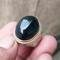 cincin batu bacan Doko gulau kristal 2 colour totol coklat antik