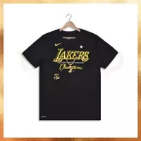 READY STOCK!!! Kaos Pria Nike NBA Los Angeles Lakers 17-Time NBA Finals Champions Celebration Pendant Black Tee 100% Original