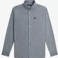 Fred Perry Button Down Long Sleeve Collar Shirt Grey Black Original