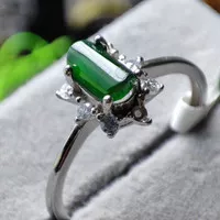 CINCIN WANITA BATU GIOK HIJAU IMPERIAL NATURAL JADEITE JADE TYPE A ASLI BURMA