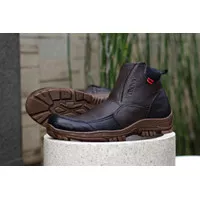 Sepatu Kickers Boots Zipper Brown Leather Premium Slol Pria