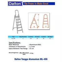 PROMO Tangga Household DALTON ML-406/tangga lipat 6 step 1.7m