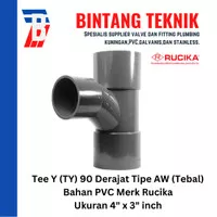 Large Radius Tee Y 4 x 3 inch PVC Rucika AW