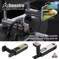 Gantungan + Holder Hp Mobil Omextra Car Hook Phone Holder Gantungan Jok Mobil Omextra Hook Adjustable Phone Holder Flat Design Car Seat Organizer