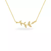 Dear Me - Leaf Necklace (Bronze with 18K Gold Plating and Crystal)