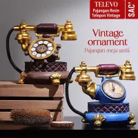 TELEVO Pajangan Ornament Meja Patung Resin Model Telepon Antik Kuno Klasik Dekorasi Hiasan Rumah Telephone Vintage Home Decor Souvernir Suvenir Gift Hadiah Kado