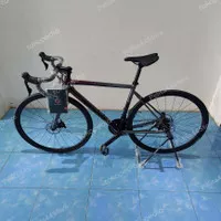 SEPEDA BALAP STRATTOS S5 DISC BLACK RED SIZE M SIAP PAKAI