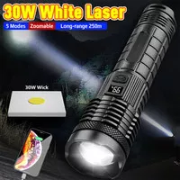 Senter LED Super Terang Jarak Jauh 90000 lumens Zoomable Senter Tahan Lama Anti Air USB C Rechargeable