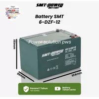 Baterai Aki Sepeda listrik SMT power 12v 14Ah 12Ah Free Wrap Bubble