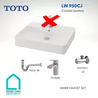 TOTO Wastafel Keramik Meja LW950CJ Set Kran Mixer TX115LRS