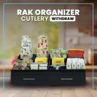 Rak Tempat Cup dan Bumbu Dapur Serbaguna Condiment Cutlery WIth Drawer