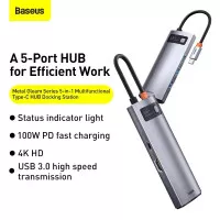 Baseus Metal Gleam Series 5-in-1 Multifunctional Type-C HUB Docking