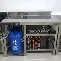 Meja Dapur Meja Kompor Gas Dua Tungku Stainless