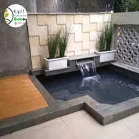 pembuatan kolam air terjun kaca / kolam ikan koi minimalis