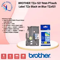 BROTHER TZe-521 9mm PTouch Tape Label TZe521 Black on Blue