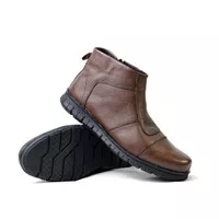 SEPATU KICKERS BOOT ZIPPER KULIT ASLI BLACK AND BROWN (FREE KAOS KAKI)