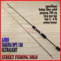 Joran pancing UL Ultralight AJIRO SAKURA 150 165 180 198 Fiber Solid