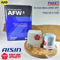 Oli Aisin Matic AFW+ ATF dan Filter Oli Rush Terios C-1138