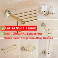 GARANSI 1 TAHUN & READY Set Kamar Mandi High Quality SS304 KLASIK Gold Kilat/Rak Handuk KLASIK Gold Kilat Elegant Mewah