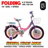 Sepeda Lipat Anak Evergreen Girl 16 Inci 4-10 Tahun Kids Folding Bike